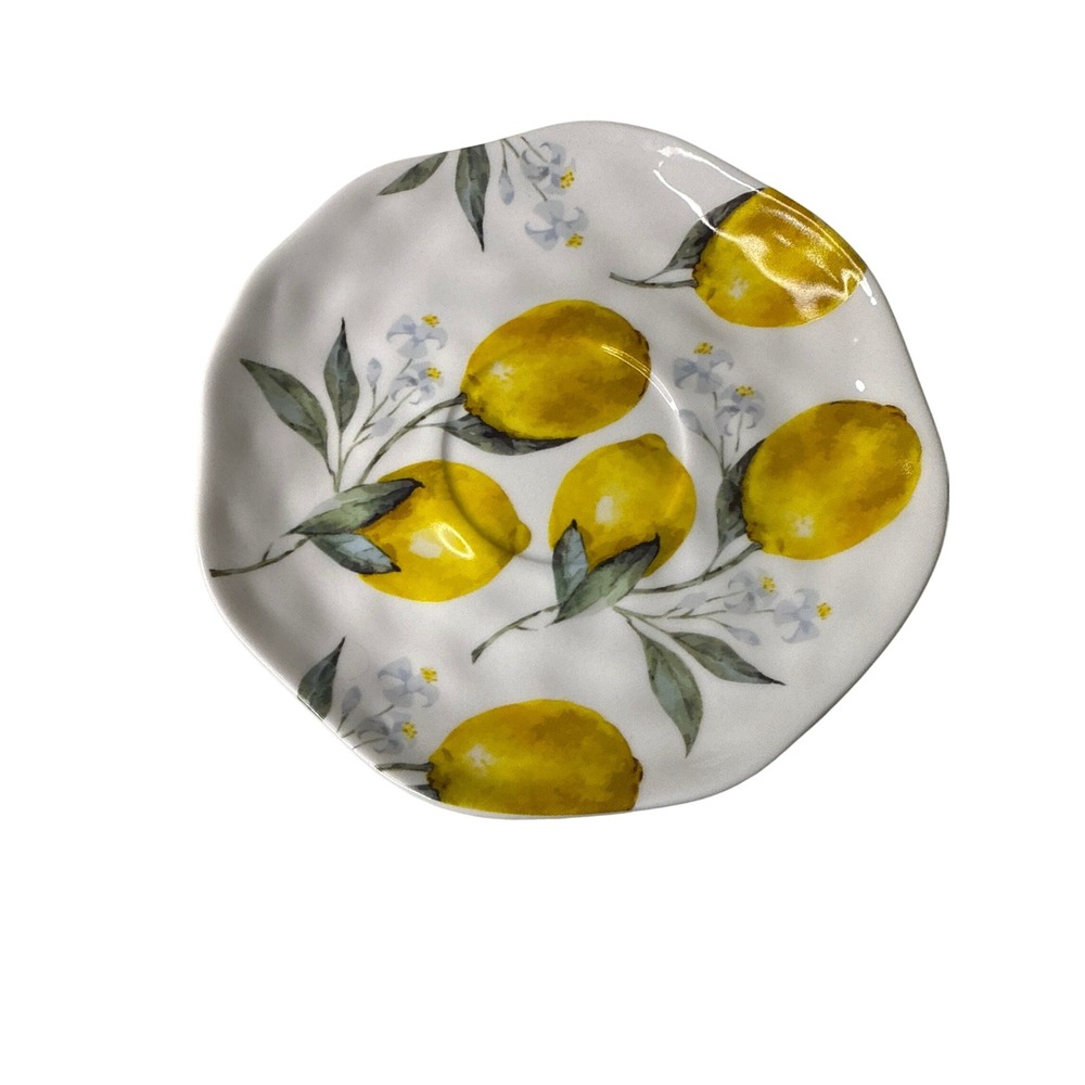 Grace Teaware Yellow Lemons Porcelain Saucer Plate White Wavy Rim Trinket‎ Dish